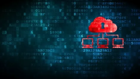 Red padlock in cloud