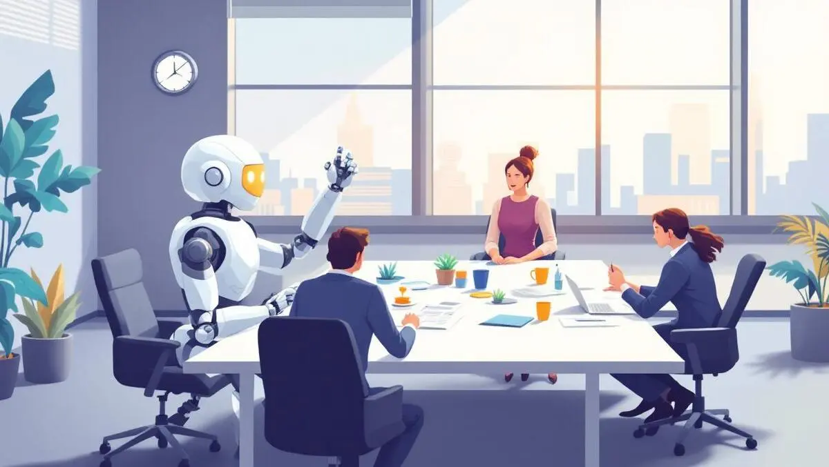 Robots automating office tasks humans collaborate strategy conference