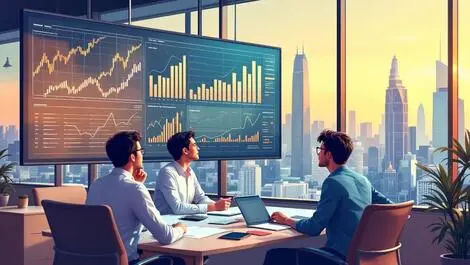 Asia pacific business leaders office digital data charts graphs skyline