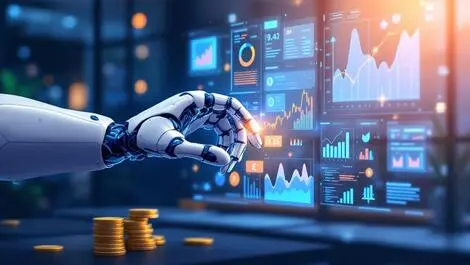 Smart robotic hand manipulating financial charts automation analytics nz au