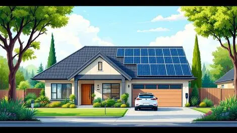 New zealand suburban home solar panels electric car charging greenery