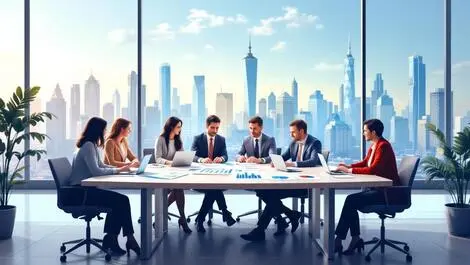 Professional team collaborating modern office asia pacific business growth