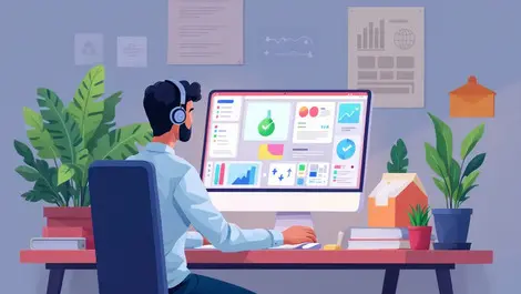 Engineer using ai software to design eco friendly product with plants