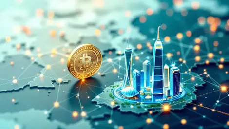 Singapore hong kong iconic landmarks digital lines map cross border finance