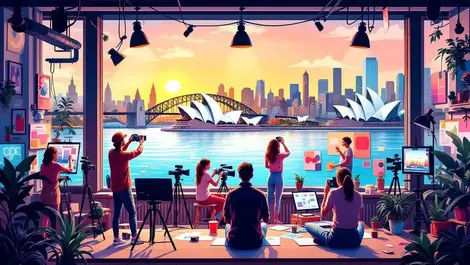 Vibrant creative workshop sydney australian people photography video filming editing sydney opera house skyline