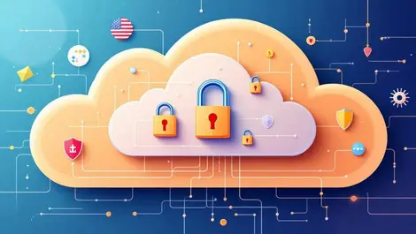 Secure cloud padlocks shields network connections data protection us federal