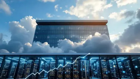 Modern office building mumbai clouds digital server racks it infrastructure growth