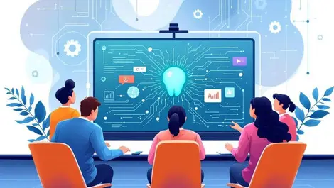 Group learning artificial intelligence computer screen technology education circuit gears