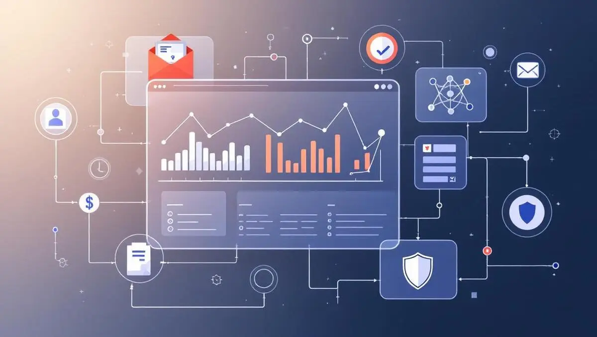 Digital dashboard simplified charts dispute resolution payment icons fraud prevention
