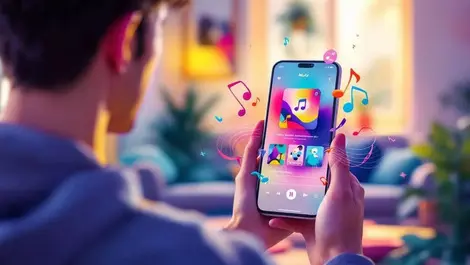 Smartphone music app abstract albums living room new zealand