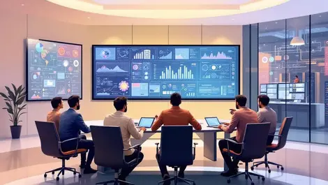 Indian boardroom cto reviews ai network diagrams ops center view