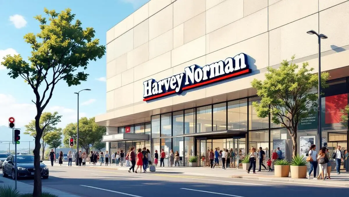 Modern harvey norman style storefront urban shoppers mountains