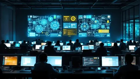 Sf night it security team glowing monitors ai cyber threats