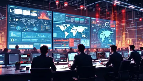 Modern energy control room cyber threat monitoring global network