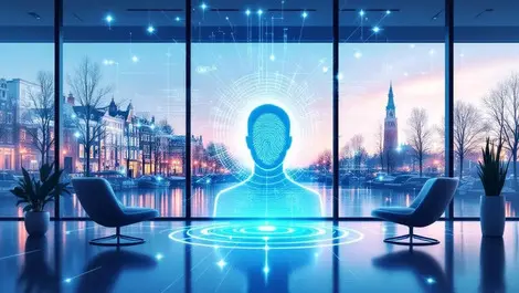 Modern amsterdam fintech office biometric scanner secure identity