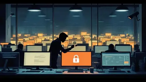 Dim uk office night red lock screens shadowy usb insider theft