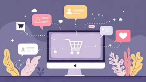 Online communities retail media ecommerce planning flat illustration